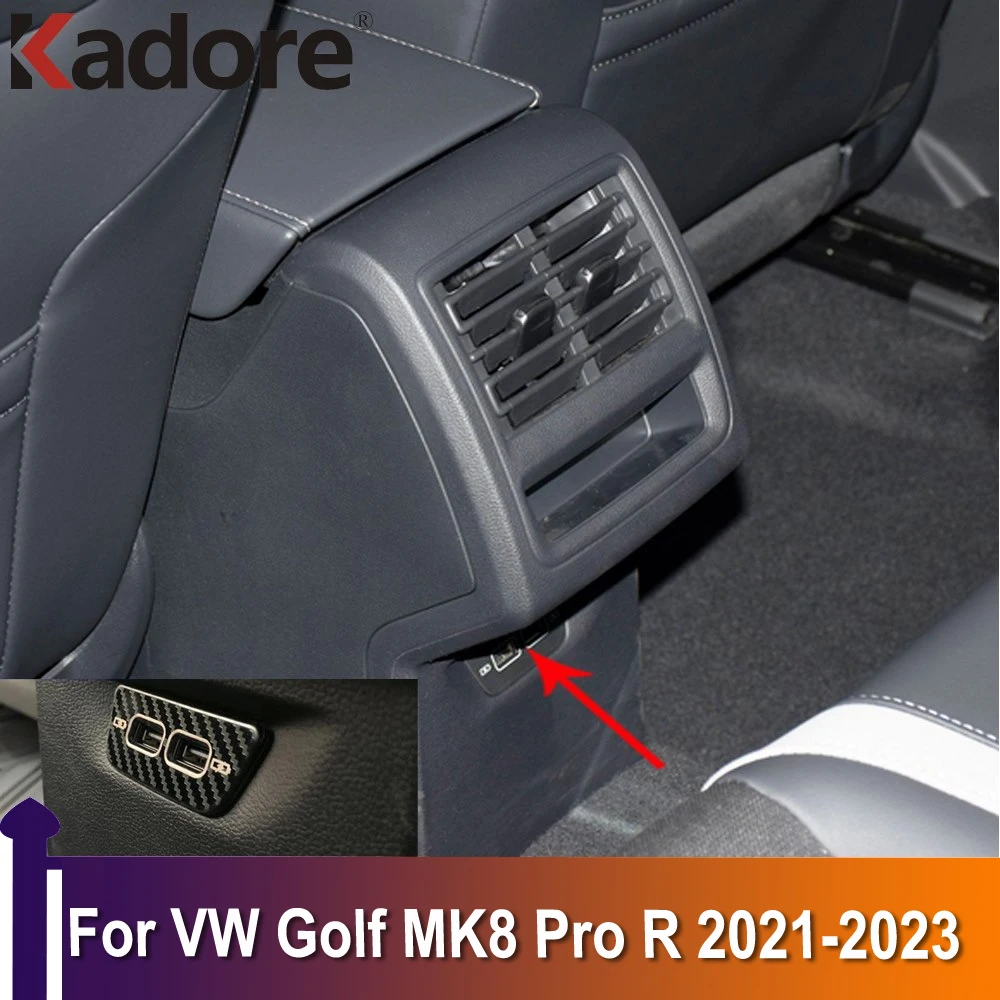 Для Volkswagen Golf 8 MK8 Pro R 2021-2023 Заднее сиденье USB Защитные чехлы Отделка рамки Отделка Аксессуары для интерьера из нержавеющей стали - 0