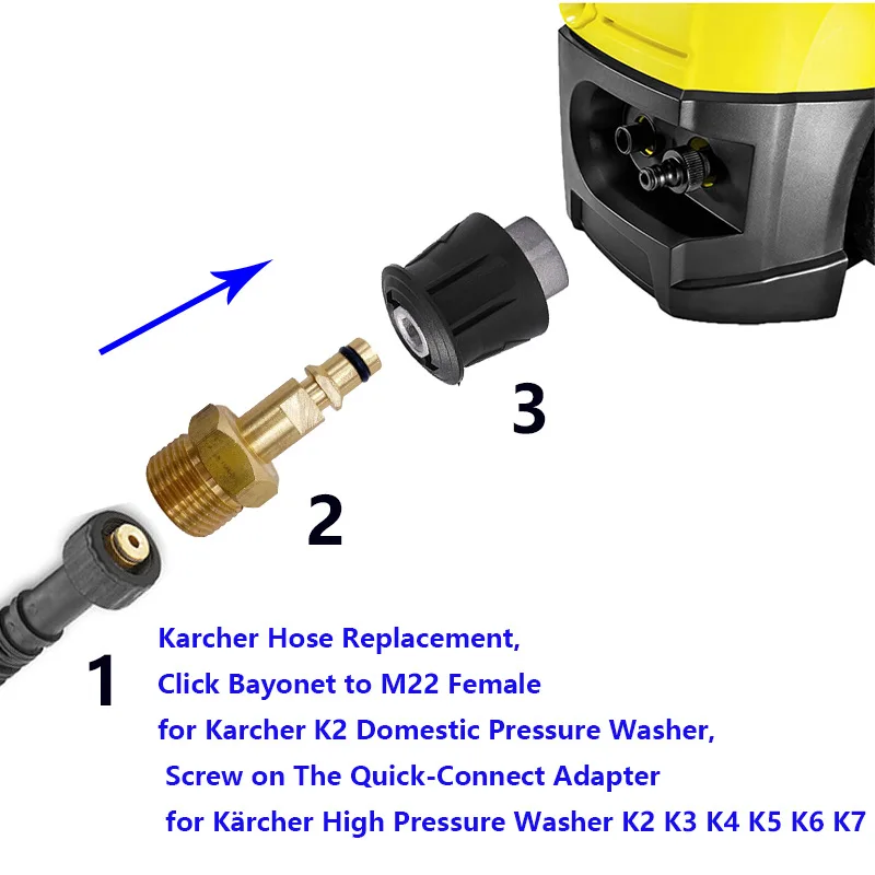 Адаптер шланга мойки высокого давления Соедините M22X1,5 мм с выходным адаптером для автомойки и шлангом для Parkside Karcher Nilfisk Connect - 3