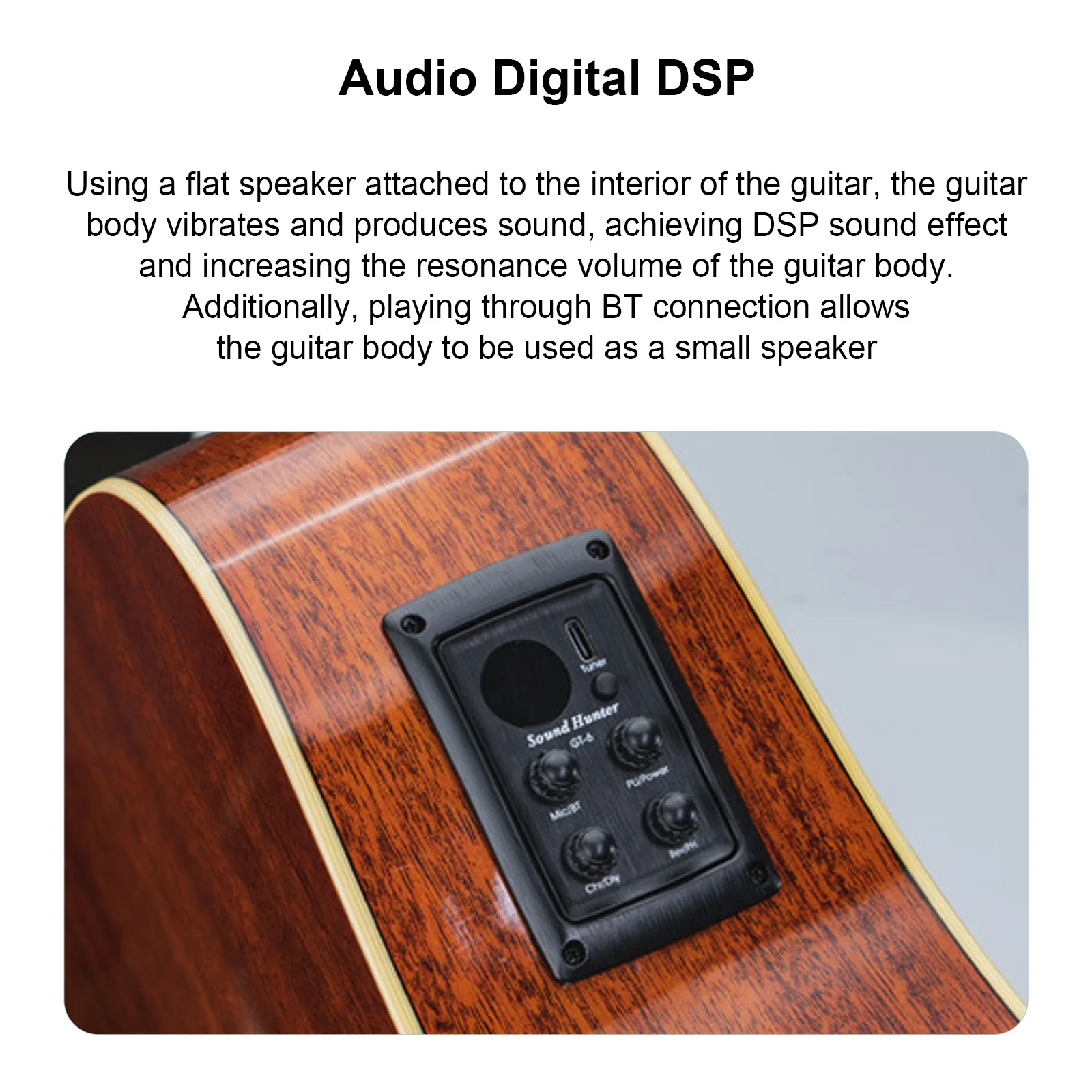 DSP Вибрационный звукосниматель Гитара Резонансный звукосниматель Bluetooth Антивоющий внешний микрофон Цифровой тюнер Гитара DIY Аксессуары - 1