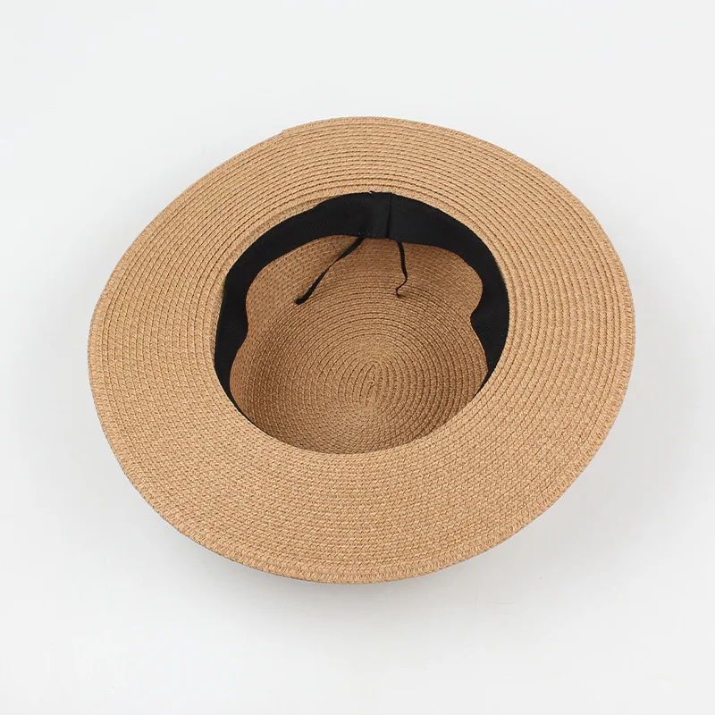 2022 Летняя новая соломенная шляпа с плоским верхом Женская корейская версия Мода Повседневная с короткими полями Цилиндр Пляж Прогулка Солнцезащитный крем Тень Шляпа - 4