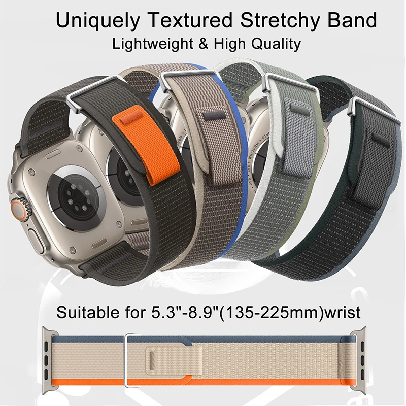 Ремешок с петлей для Apple Watch ultra band 44 мм 40 мм 45 мм 49 мм 41 мм Спортивный нейлоновый браслет iWatch Series ultra 2 4 5 6 7 SE 8 9 - 5