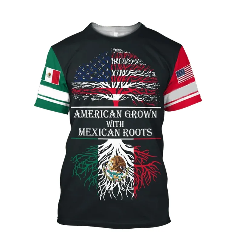 Mexico Eagle Графические футболки Модная футболка с 3D-принтом для мужчин Национальный флаг Harajuku Оверсайз с коротким рукавом Досуг Футболки с круглым вырезом - 1