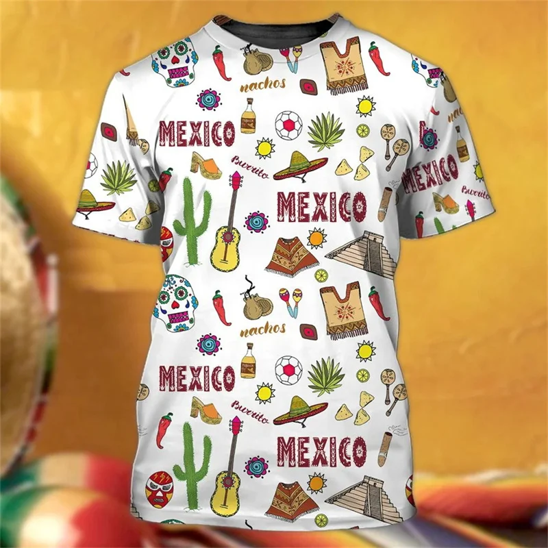 Mexico Eagle Графические футболки Модная футболка с 3D-принтом для мужчин Национальный флаг Harajuku Оверсайз с коротким рукавом Досуг Футболки с круглым вырезом - 2