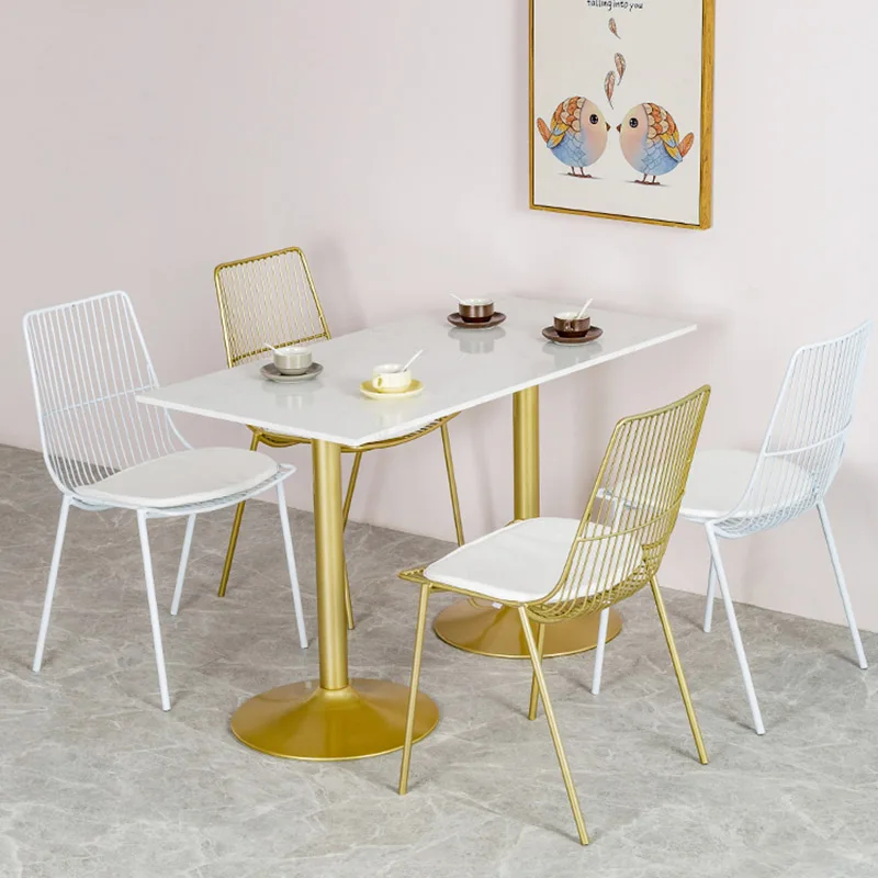 Металл Золотые стулья для столовой Роскошный Relax Accent Nordic Кухонные стулья Современный салон Шезлонг Pliante Мебель для дома MQ50KT - 1