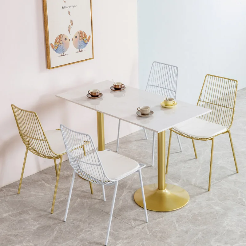 Металл Золотые стулья для столовой Роскошный Relax Accent Nordic Кухонные стулья Современный салон Шезлонг Pliante Мебель для дома MQ50KT - 2