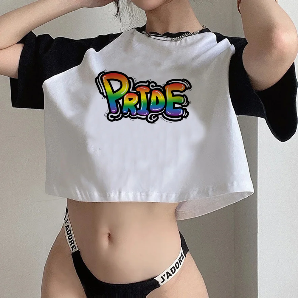 Pride Рубашка эстетическая графическая кроп-топ девушка хиппи готическая манга дрянная одежда футболка - 0