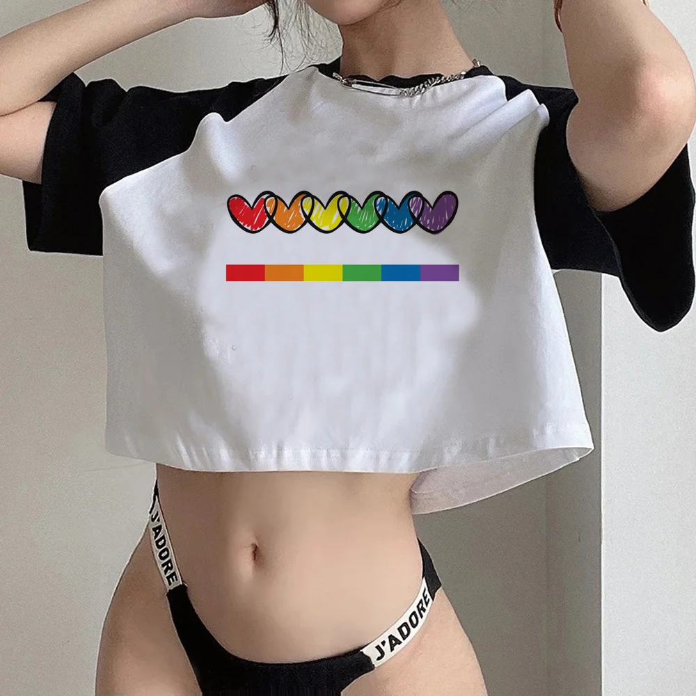 Pride Рубашка эстетическая графическая кроп-топ девушка хиппи готическая манга дрянная одежда футболка - 1