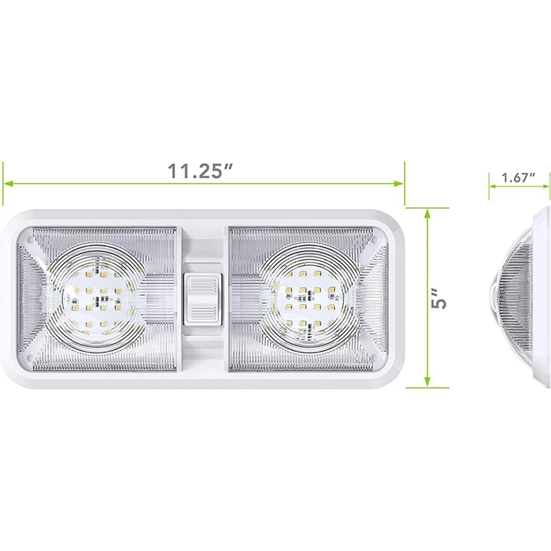 48 LED 5 Pack RV Светодиодный потолочный двойной купольный светильник с переключателем для автомобиля / RV / прицепа / кемпера / лодки, - 5
