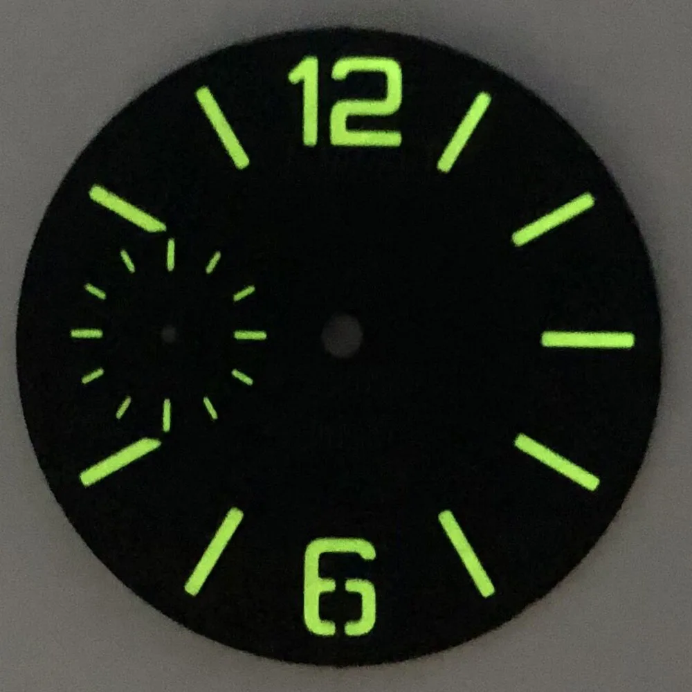 Детали часов 38,5 мм Стерильный циферблат Зеленый Светящийся Посадка ETA6497 механизмом Seagull ST3600/3620 - 5