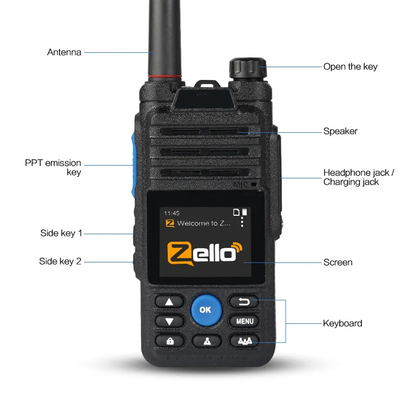 4G Zello Радио с микрофоном Real PTT Walkie Talkie Wi-Fi GPS Long Range Walkie Talkie - 3