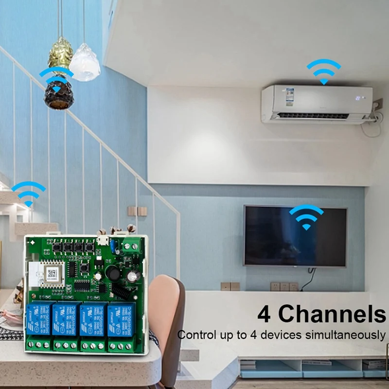 2X 4-канальный модуль интеллектуального выключателя света Zigbee переменного тока 85-250 В RF433 Прием реле 10 А Работа с Alexa Assistant, Tuya Smart Life - 5