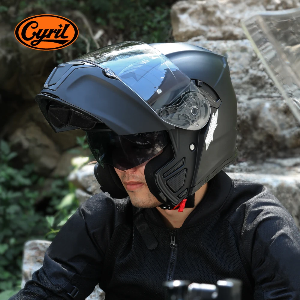 Мотоциклетный шлем с двойным козырьком Модульный откидной полнолицевой шлем для взрослых мужчин и женщин Одобрено DOT ECE - 1