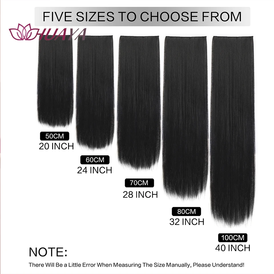 HUAYA Длинные прямые волосы 20-40 дюймов Зажим В Прямых Волосах Наращивание T5 Зажимов Синтетический Шиньон Для Женщин Коричневый Смешанный Светлый Бло - 1