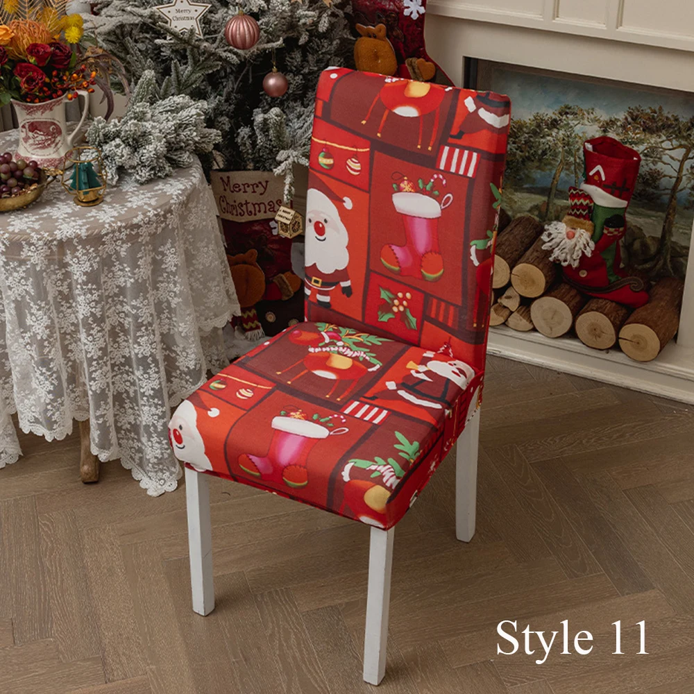 Рождественский фестиваль Декоративный эластичный чехол для стула Красочный многостильный пыленепроницаемый обеденный стул Задняя крышка Популярные товары для дома - 1