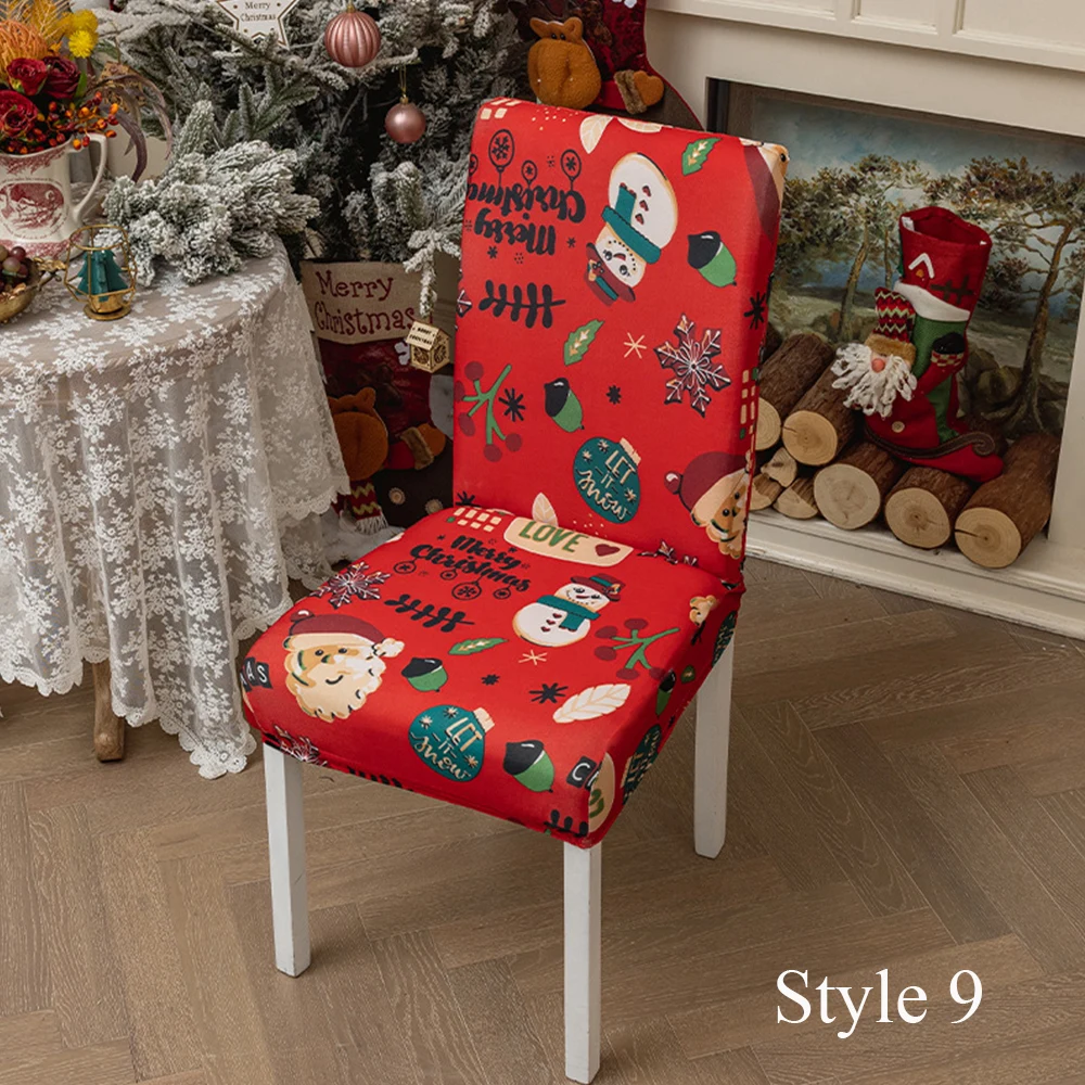 Рождественский фестиваль Декоративный эластичный чехол для стула Красочный многостильный пыленепроницаемый обеденный стул Задняя крышка Популярные товары для дома - 3