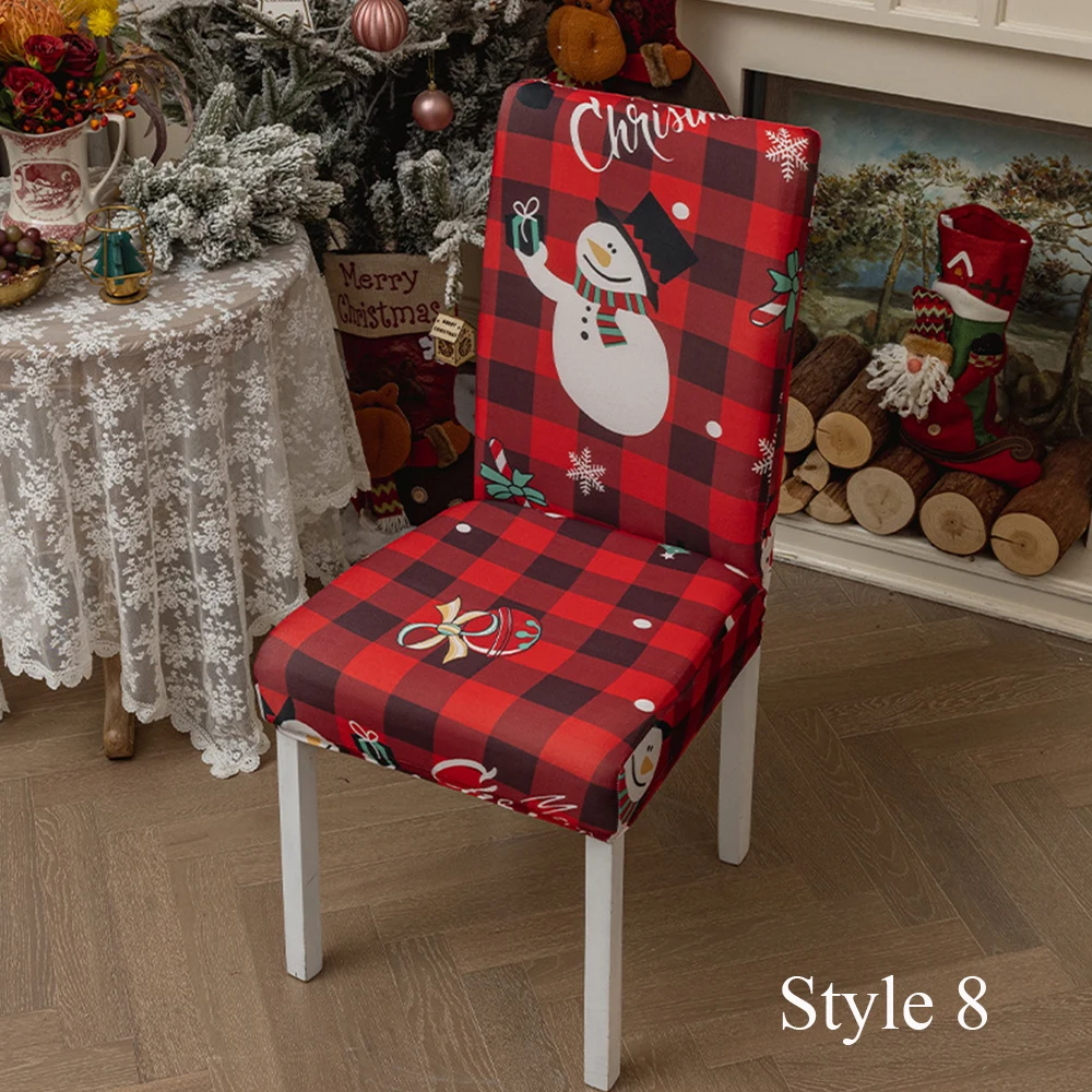 Рождественский фестиваль Декоративный эластичный чехол для стула Красочный многостильный пыленепроницаемый обеденный стул Задняя крышка Популярные товары для дома - 4