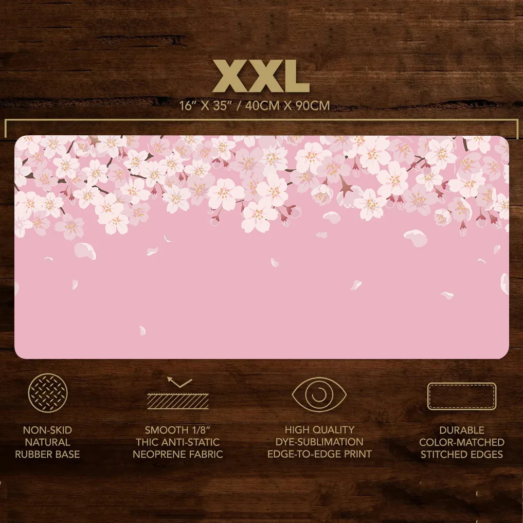 коврик для мыши Женщины Розовый Цветок Коврик для мыши Большой настольный коврик XXL Аксессуары для домашнего стола Симпатичный Kawaii Высококачественный резиновый противоскользящий низ - 5
