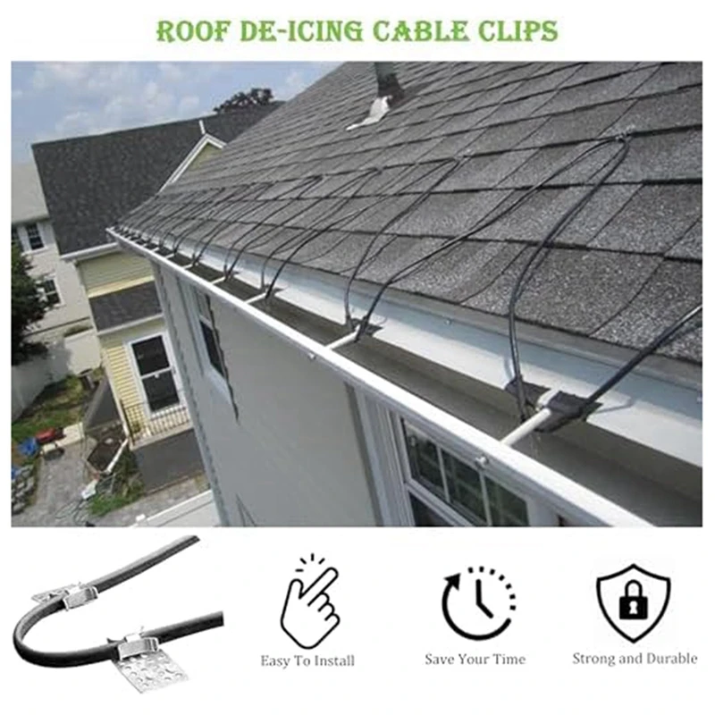  Кабельные зажимы для защиты от обледенения крыши, Металлический зажим из 50 шт., Зажим для крыши с тепловым кабелем, Алюминиевые зажимы для крыши, Зажимы для противообледенительного кабеля Прочный - 1