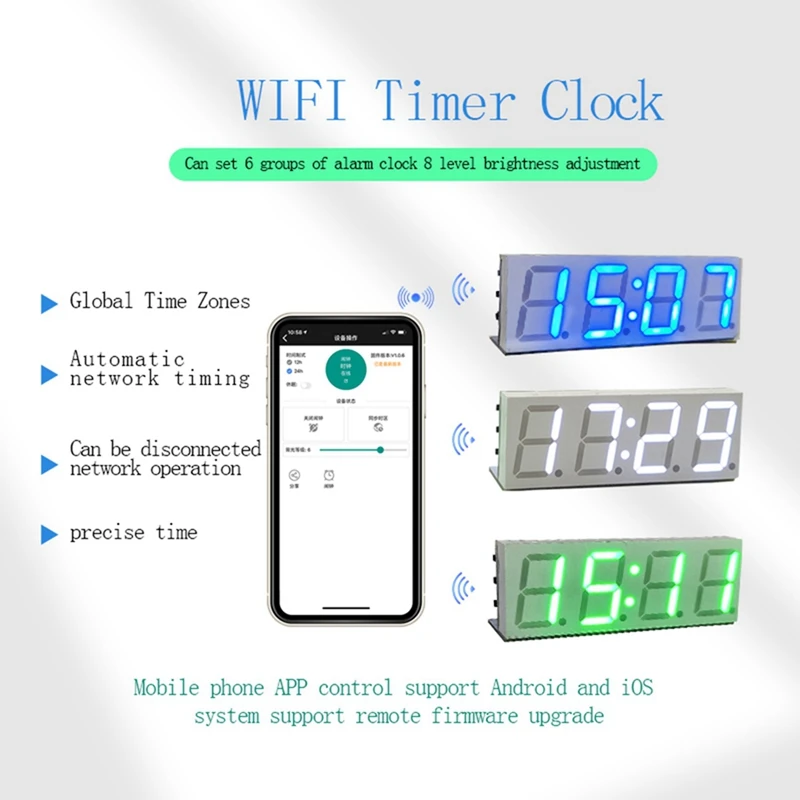 3X Wifi Time Service Clock Module Автоматические часы DIY Цифровые электронные часы Беспроводная сеть Служба времени Белый - 5