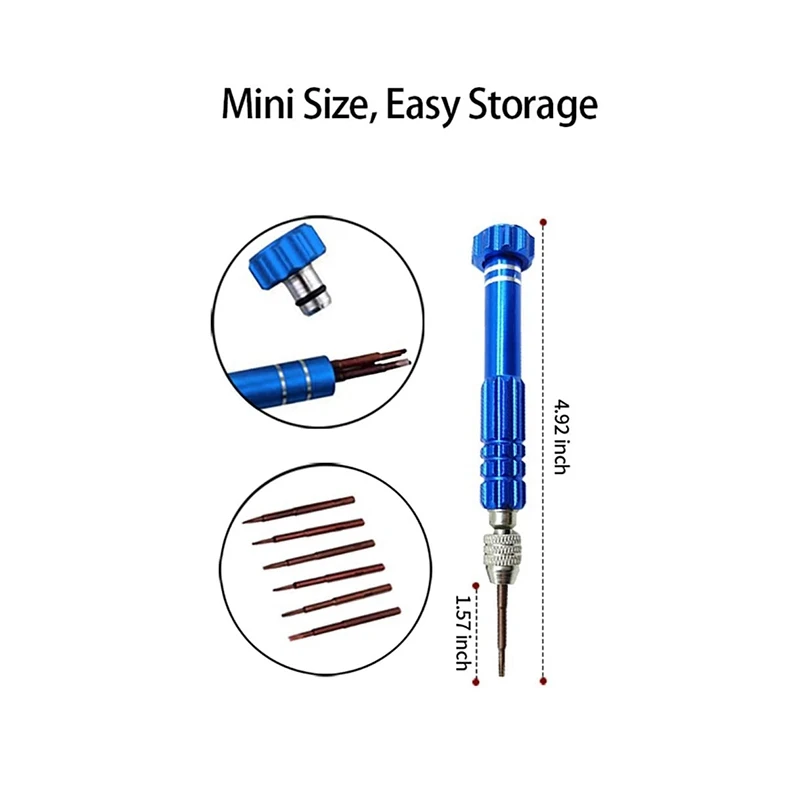 2Set Magnetic 6 In 1 Tiny Screw Driver Kit, Small Screwdriver Set Perfect Mini Screws For Cell Phones, Watch - 2