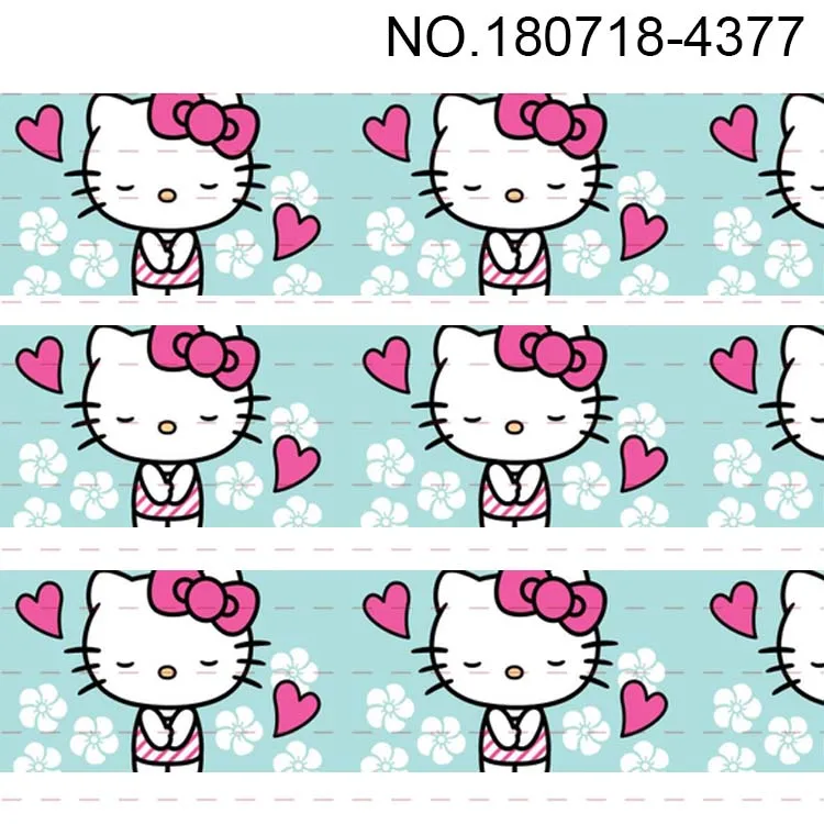 10 ярдов Японский мультфильм Hello Kitty Печатная лента из корсажной ленты Мультфильм Кошка Печатная атласная лента DIY - 2