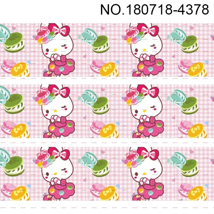 10 ярдов Японский мультфильм Hello Kitty Печатная лента из корсажной ленты Мультфильм Кошка Печатная атласная лента DIY - 3
