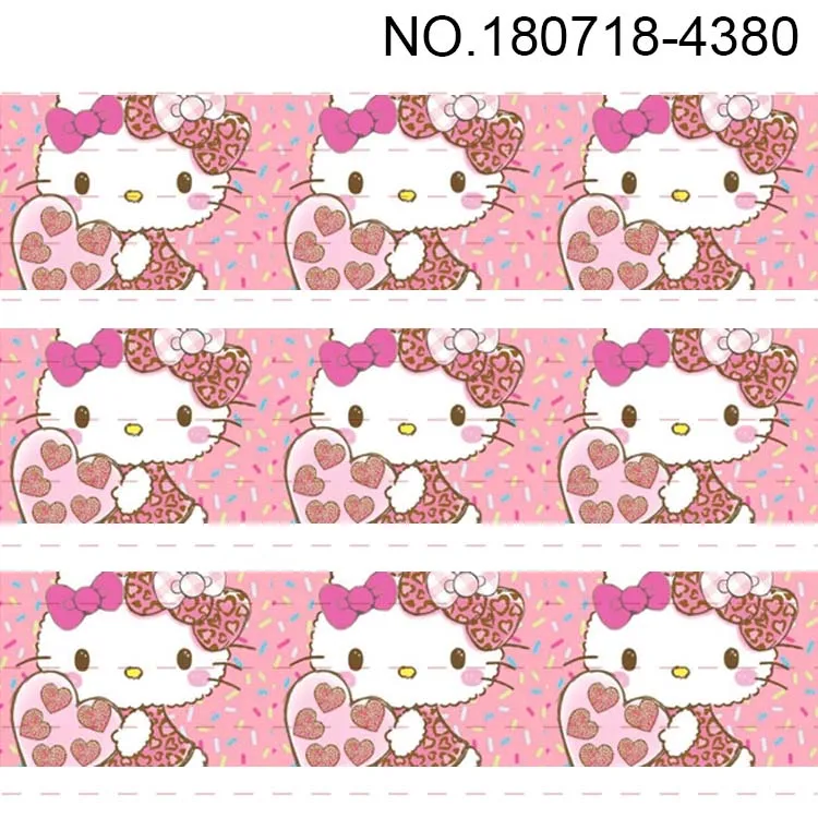 10 ярдов Японский мультфильм Hello Kitty Печатная лента из корсажной ленты Мультфильм Кошка Печатная атласная лента DIY - 5