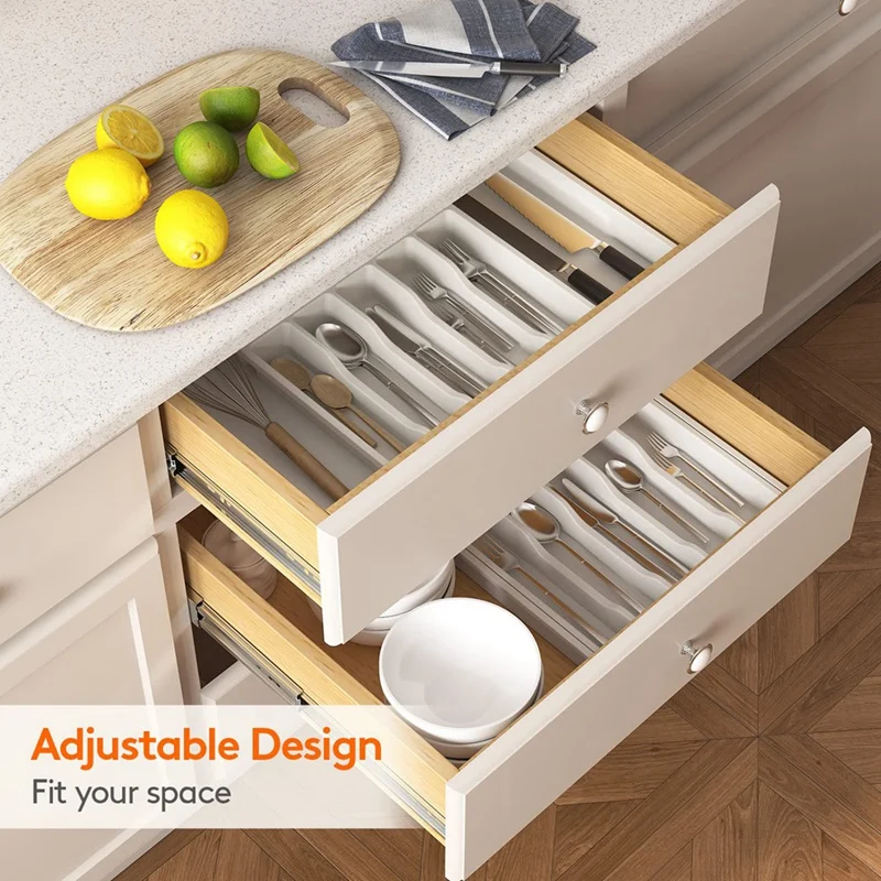  органайзер для столовых приборов, расширяемый лоток для посуды для кухни, регулируемый держатель столового серебра и столовых приборов - 3