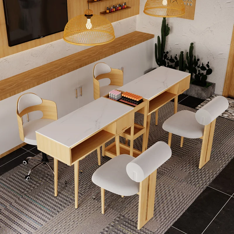 Design Японский маникюрный стол Простой салон из массива дерева Современный маникюрный стол Минималистичный вакуум Mesa de Manicura Мебель HD50ZJ - 2