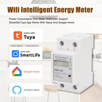 90 Wifi Smart Switch Измеритель энергии Модель ZMAI-90 Вольтметр Ваттметр Измеритель мощности Tuya Smart Life APP Работа с Alexa