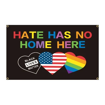 90X150см 3x5ft Ненависть здесь не имеет дома Флаг Black Lives Matter Love is Lov-e Украшение баннера FLAGCORE