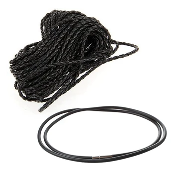 9M Черный плетеный кожаный шнур ожерелья DIY 3 мм HOT с 3 мм черный резиновый шнур ожерелье - 24 дюйма