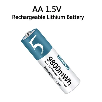 AA Батарея 1,5 В литий-ионная батарея AA 9800 мВтч AA литий-ионная батарея для пульта дистанционного управления, мышь, маленький вентилятор, электрическая игрушка