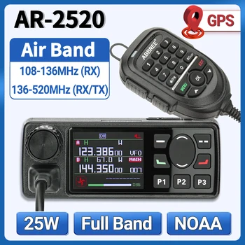 AR-2520 25 Вт Воздушный диапазон Мини Mobie Радио GPS 108-520 МГц Полнодиапазонный 999CH AM NOAA Дальний Автомобильный Радио Рация Радиостанция с микрофоном