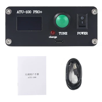 ATU-100 Pro+ 1,8-55 МГц Автоматический антенный тюнер Многофункциональный удобный 0,96-дюймовый готовый перезаряжаемый черный ABS + чехол