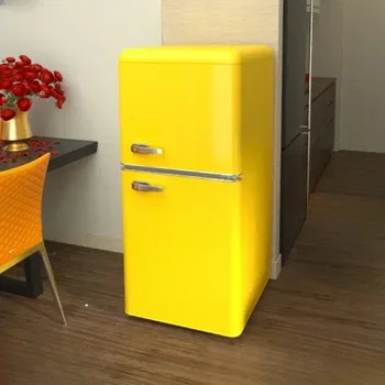 Amoi ретро холодильник бытовой двухдверный мини морозильник охлаждаемый общежитие аренда энергосберегающий автомобильный холодильник.