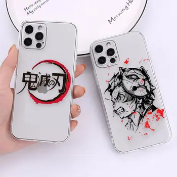 Anime Demon Slayer Прозрачный чехол для телефона Funda для iphone 14 11 12 13 7 8 SE Apple X XR XS Coque 6 6s Pro Plus Max Carcasa Чехол