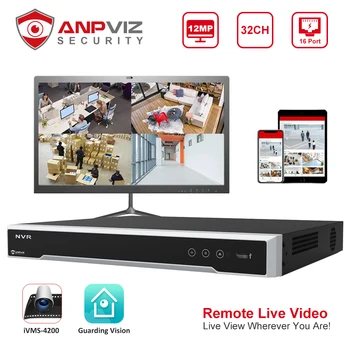 Anpviz 12MP AI 32CH POE NVR OEM DS-7632NXI-K2/16P Сетевой видеорегистратор IP-камера Система видеонаблюдения Видеовыход P2P VCA до 40 ТБ