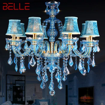 BELLE Blue Style Хрустальная подвесная лампа Европейская свеча Художественная лампа Гостиная Ресторан Спальня Сетка KTV Люстра