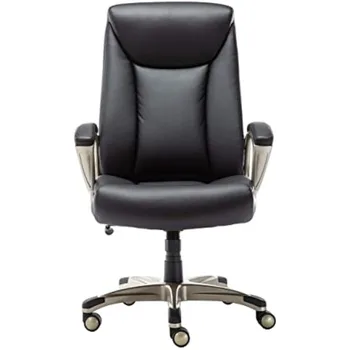 Basics Bonded Leather Big & Tall Executive Office Computer Desk Chair, вместимостью 350 фунтов, черный, 29,5 дюйма (Г) x 27,25 дюйма (Ш) x 47 дюймов (В