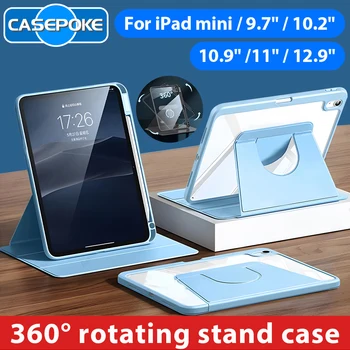 CASEPOKE Для iPad Pro 11 противоударный защитный чехол Для iPad Air 3 4 5 / 9.7 5th 6th / 10.2 7th 8th 360° Вращающийся защитный чехол
