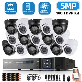 CCTV DVR Система домашних камер видеонаблюдения 16CH 5MP DVR Комплект Наружное распознавание лиц XMEYE AHD Купольная камера Система видеонаблюдения Набор
