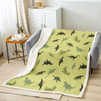 Camo Dinosaur Throw Blanket Армейское зеленое камуфляжное одеяло для кровати для детей, мальчиков, подростков, декор комнаты, дикие животные, флисовое одеяло