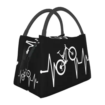 Custom Mountain Bike Heartbeat Lunch Bag Женские термоохладители Изолированные ланч-боксы для офисных поездок