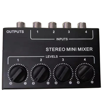 Cx400 Mini Stereo Rca 4-канальный пассивный микшер Небольшой микшер Микшер Стерео Диспенсер для живых выступлений и студии