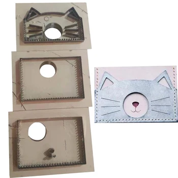 DIY кожаное ремесло милый кот дизайн держатель карты держатель для монет сумка для высечки нож форма ручной дырокол инструмент шаблон