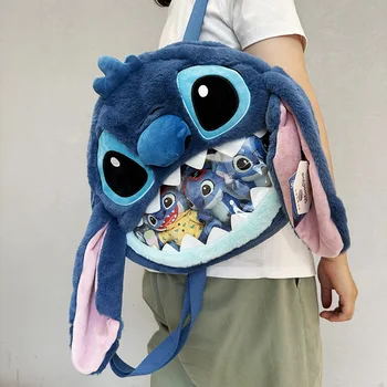 Disney Stitch Новый плюшевый рюкзак Роскошный бренд 3D Рюкзак Мультфильм Симпатичный детский плюшевый рюкзак Большая вместимость Высокое качество