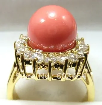GOOD Розовый коралловый кристалл Размер кольца: 6.7.8.9.10 / S 1 шт.