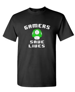 Gamers Save Lives - забавная шутка из видеоигры на паузе - Футболка из хлопка унисекс