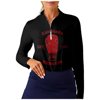 Hajime No Ippo Аниме Рубашка для гольфа Женщины с длинным рукавом Половина молнии Дышащие быстросохнущие топы Повседневная спортивная одежда